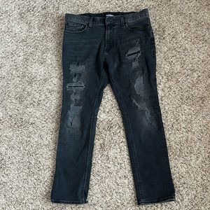 Express Men’s Black Distressed Jeans.